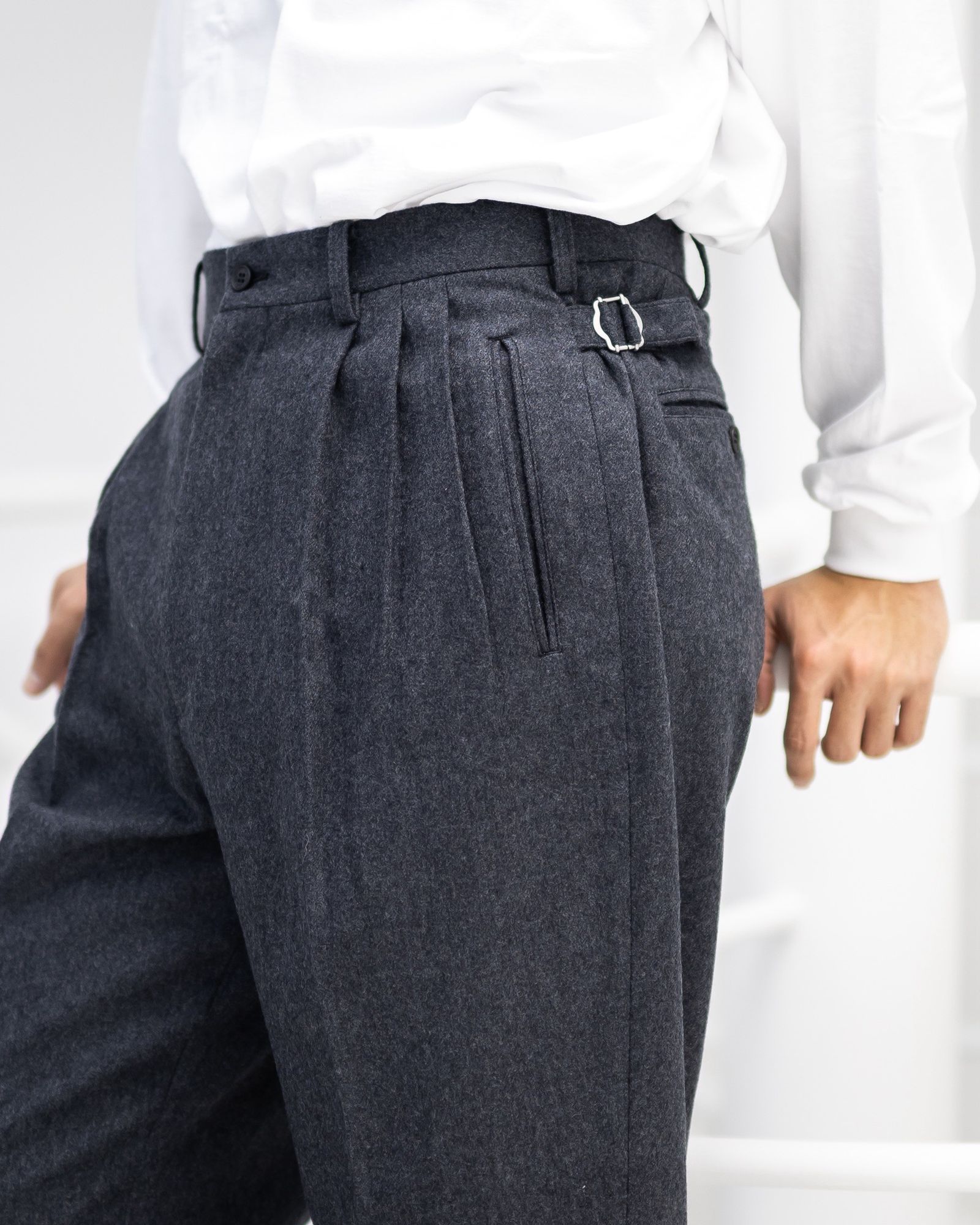 コムデギャルソンオム25FW ウールフラノパンツ(HP-P035-051)CHARCOAL☆11月1日(土)発売！