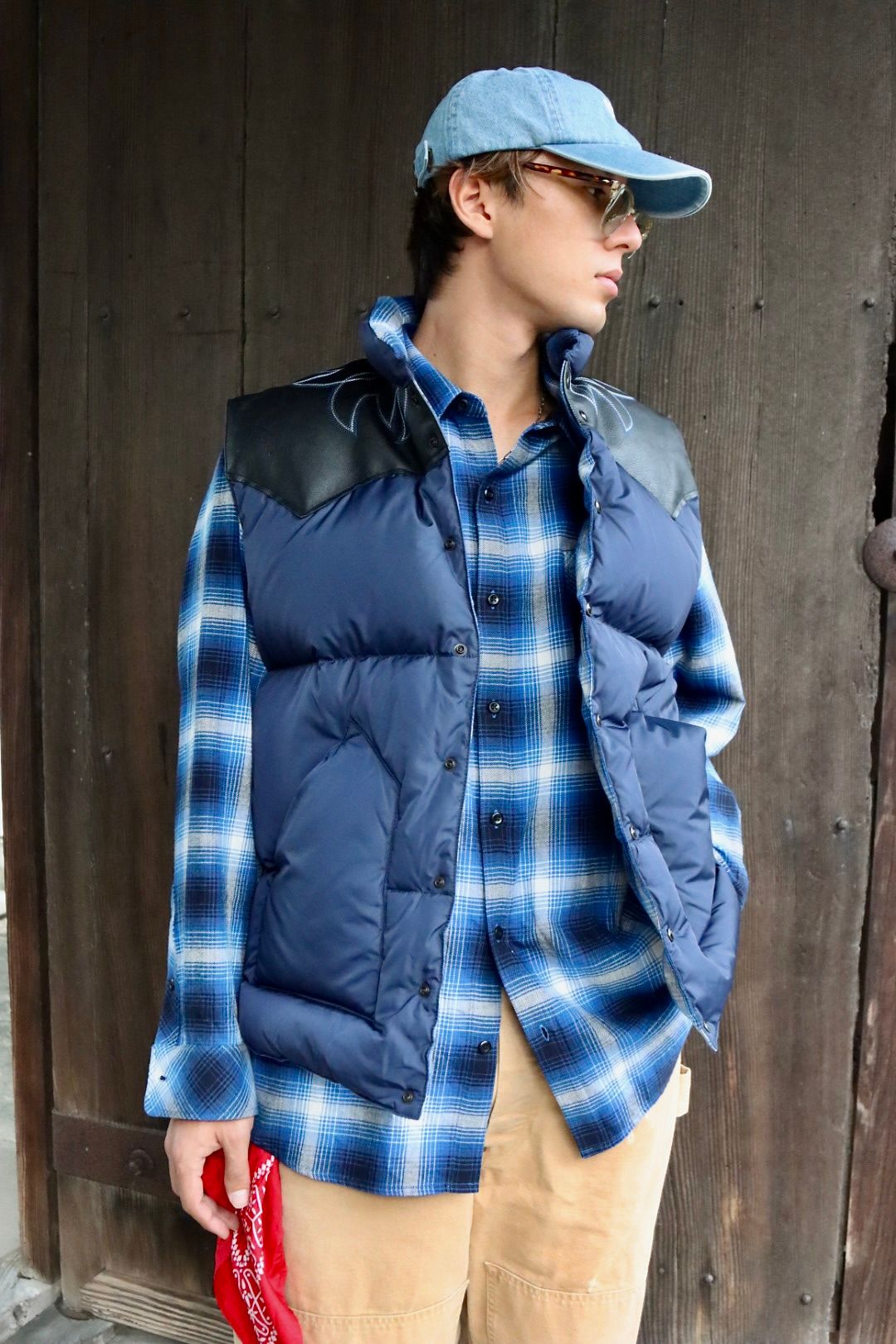 RAFU23AW RMFC DOWN VEST W/EMB'D "BLEU"スタイル