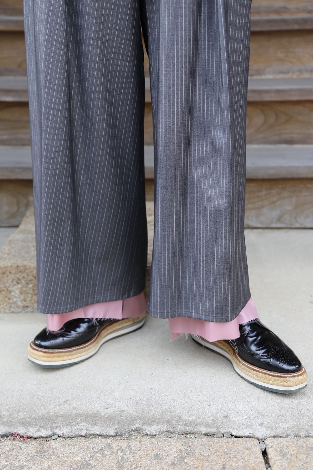 sulvam 2021SS 新作 Cut off short jacket&Bias wide pants style.2020.12.19.