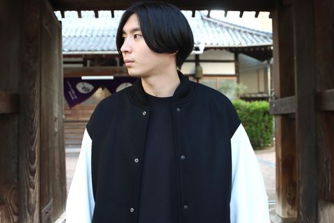 Graphpaper Scale Off Melton Stadium Jacket"BLACK"style