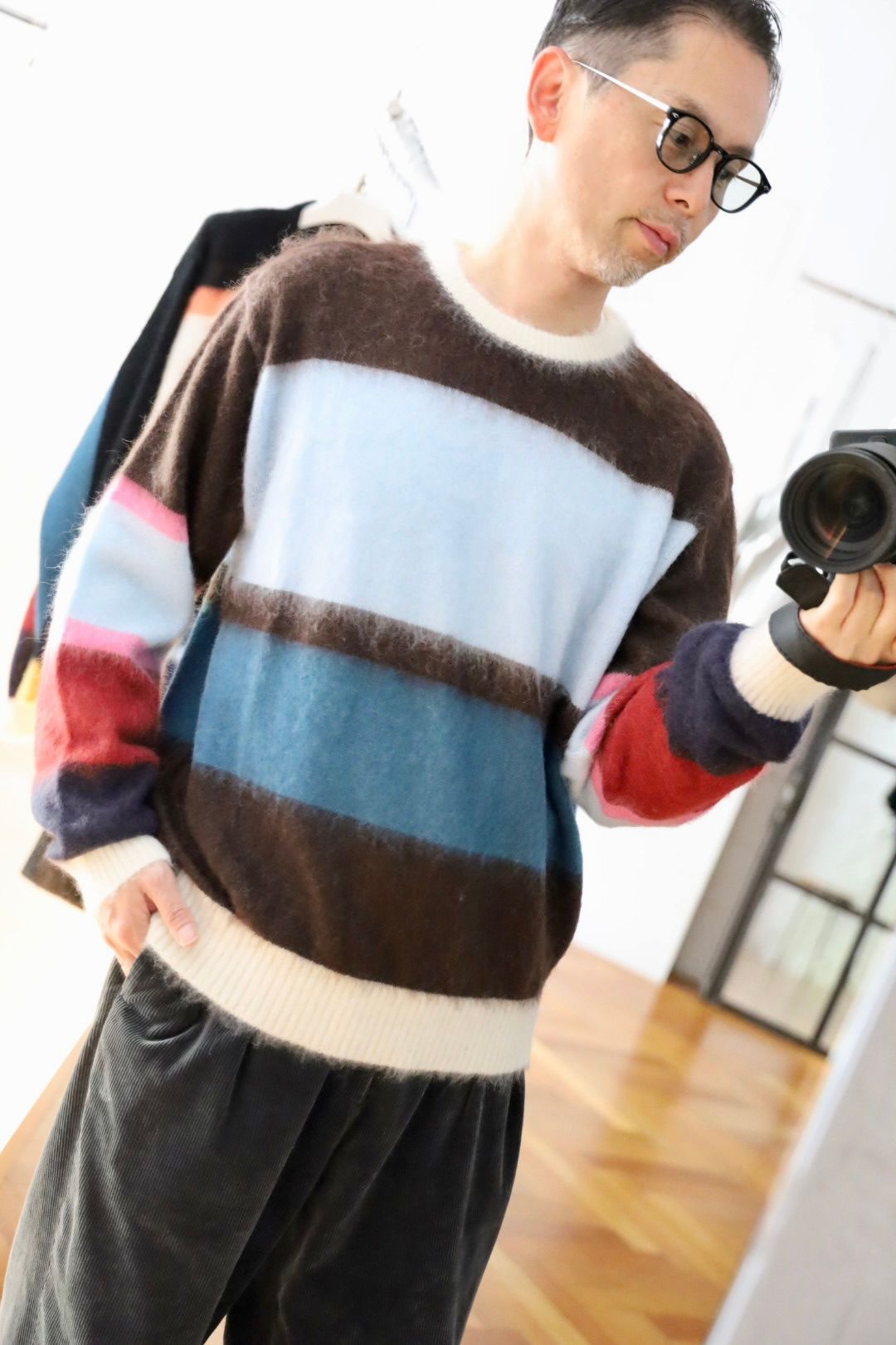 YOKE ヨーク25SS MOHAIR BORDER SWEATERスタイル