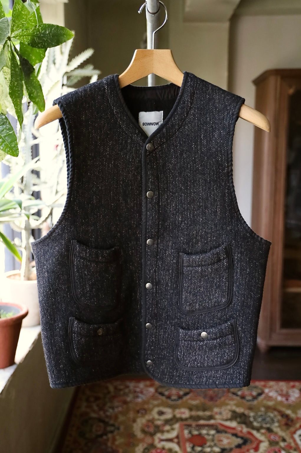 BOW WOW 25FWバウワウ ベストB CLOTH VEST AGED(BW252-BCV) AGED MIXED BLACK
