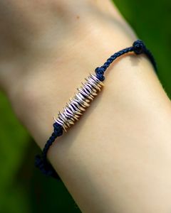 XOLO JEWELRY ショロジュエリー / Piece Silk Code Bracelet-Silver- (NAVY)
