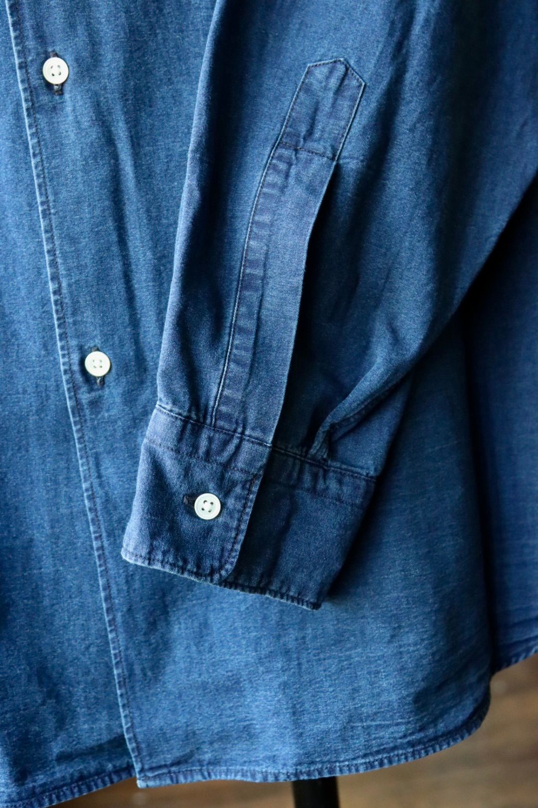 グラフペーパー SIDOGRAS Indigo Poplin L/S Oversized Band Collar Shirt(GM252-50046)DARK FADE☆8月2日(土)発売！