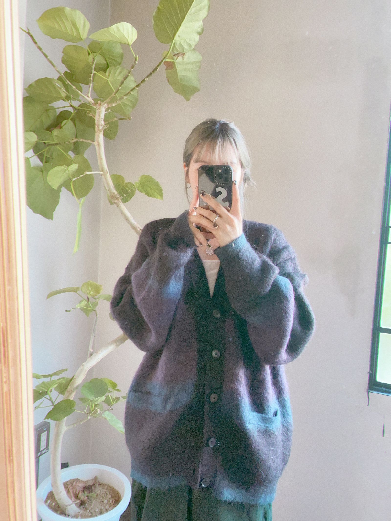 ヨーク23AW MOHAIR BORDER CARDIGAN(YK23FW0571S)BLACK