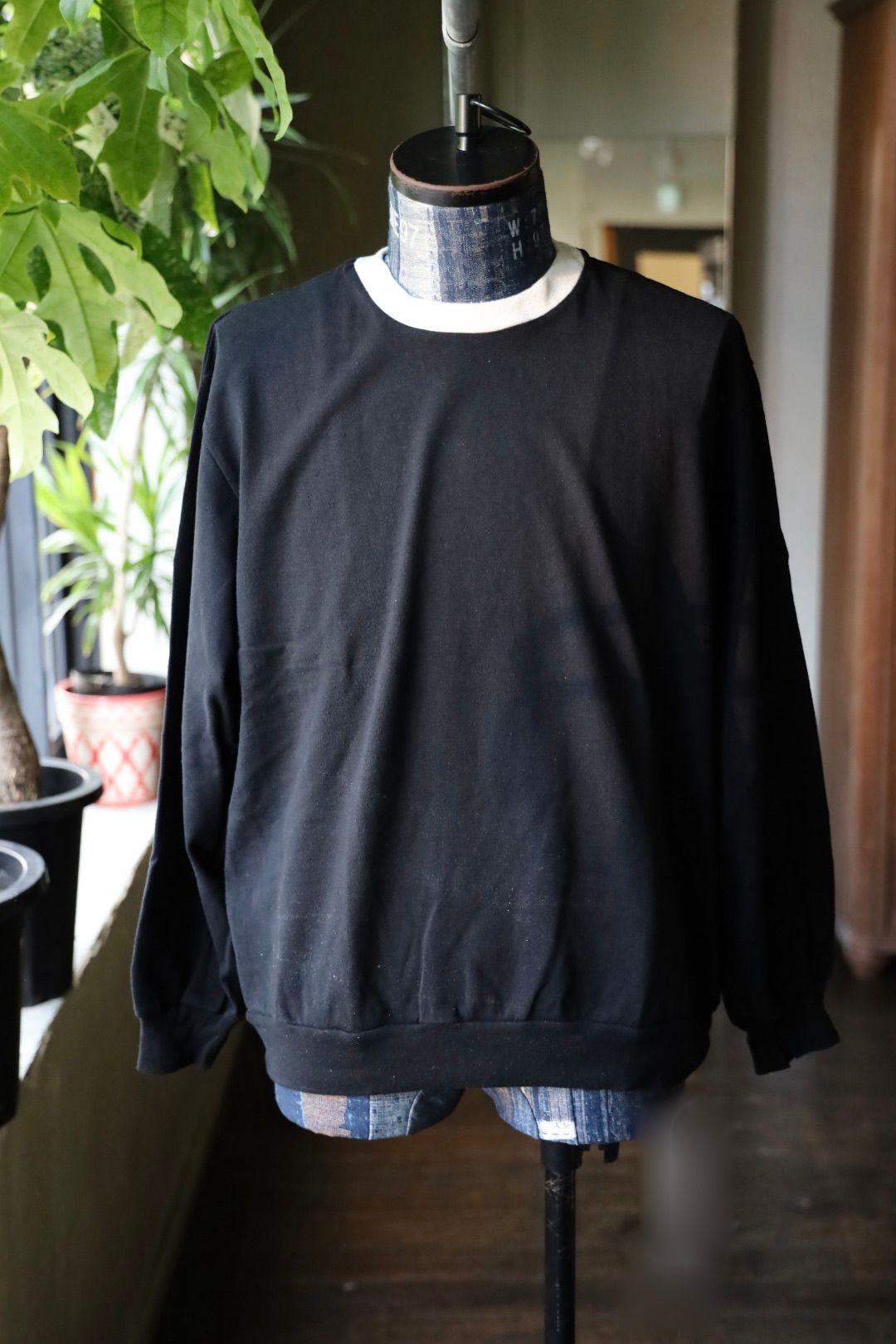 blurhms 25FW Co/Silk Nep Ringer Tee L/S(BHS25F016)Black x Ivory☆8月29日(金)新作発売！