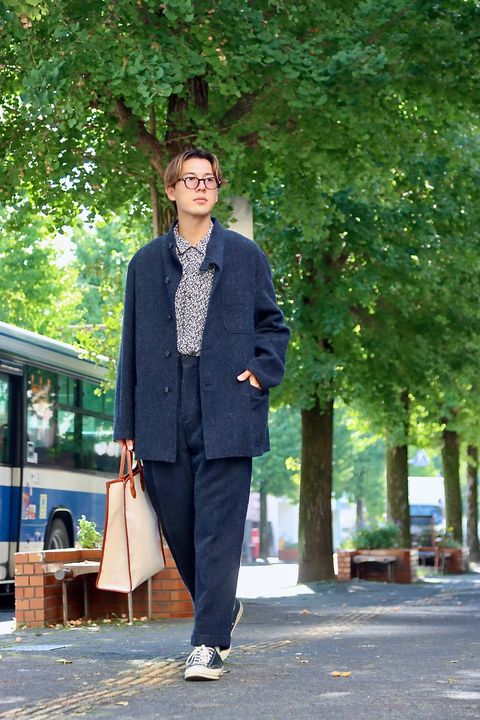 A.PRESSE 23AW Tweed Hunting Jacket"NAVY"スタイル