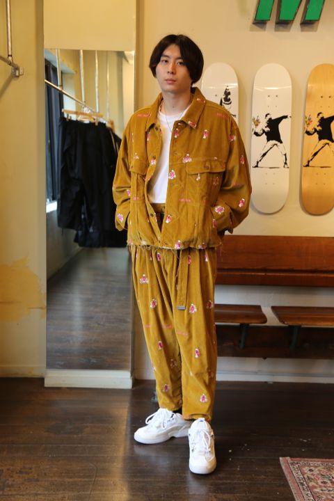 VETNAM EMBROIDERY COURDUROY JACKET & VETNAM EMBROIDERY WIDE TAPERED TROUSERSセットアップスタイル.2020.9.12.