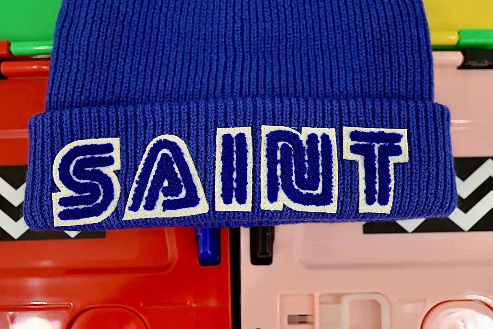 セントマイケル25AW SEGAコラボ SG_KNIT CAP /SAINT SEGA (SM-HR1-0000-C66)BLUE
