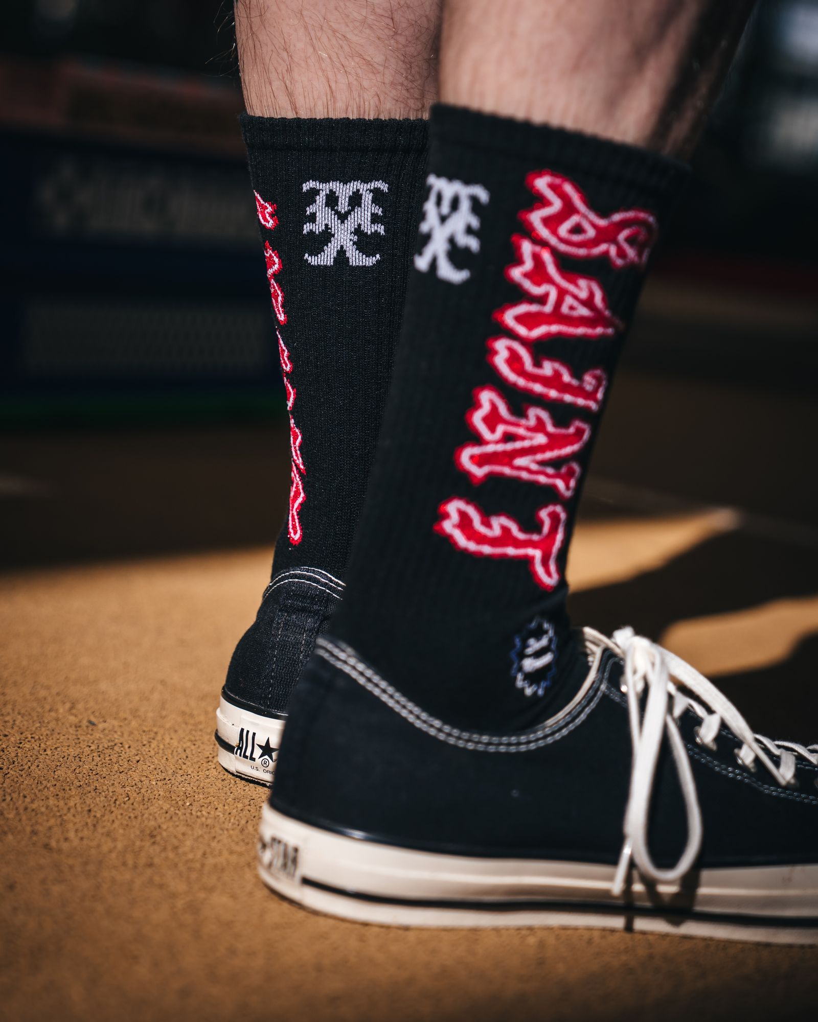 セントマイケル 26SS SAINT SOCKS(SM-MK8-0000-110)BLACK×RED☆4月11日(土)発売！