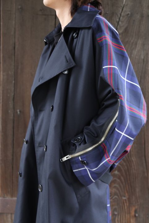 KIDILL 2020AW Trench Coat(KL447) "Navy×Blue Tartan" style.2020.7.31.