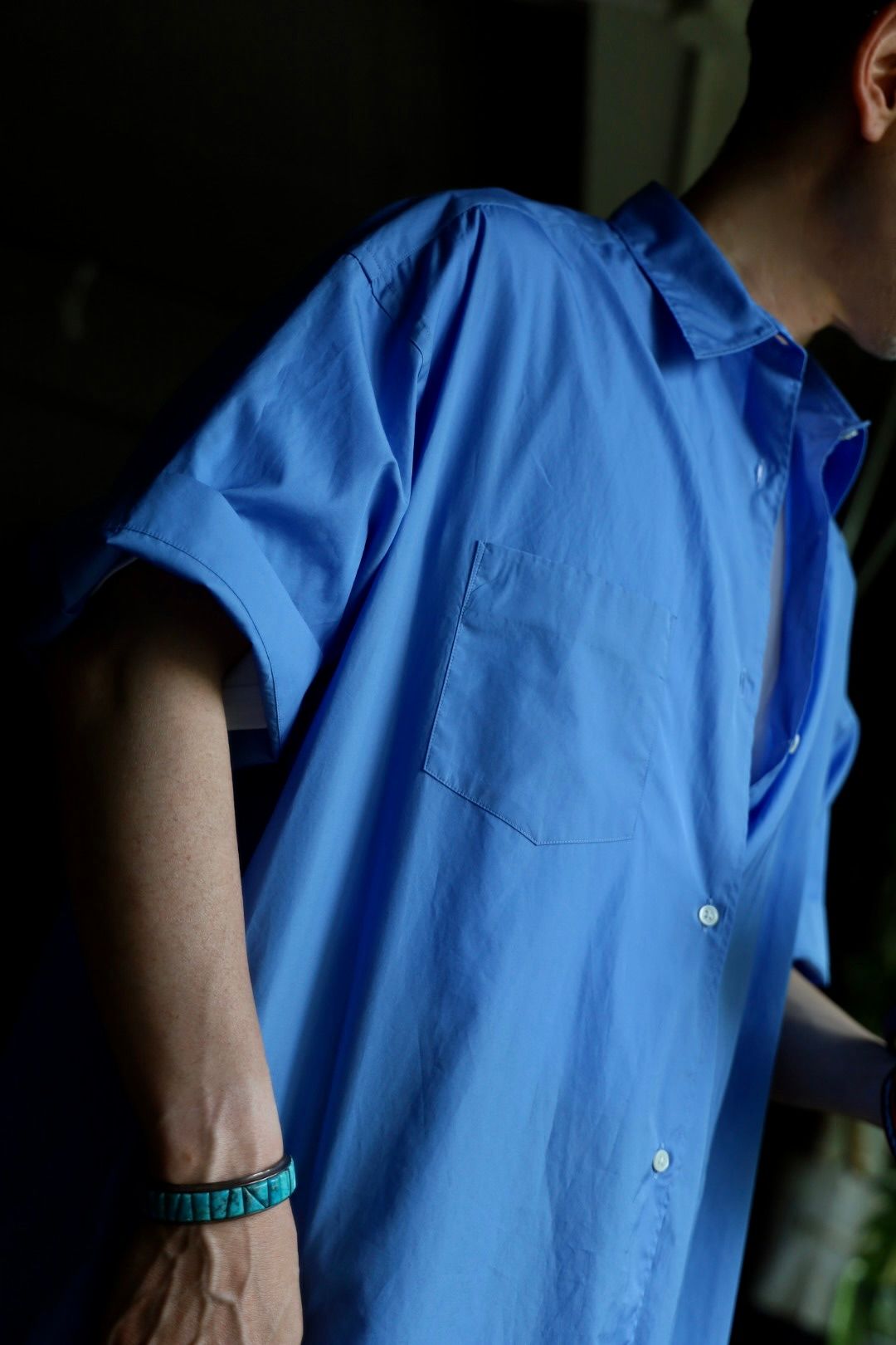 グラフペーパーシャツ Broad S/S Oversized Regular Collar Shirt(GM241-50003B)BLUE