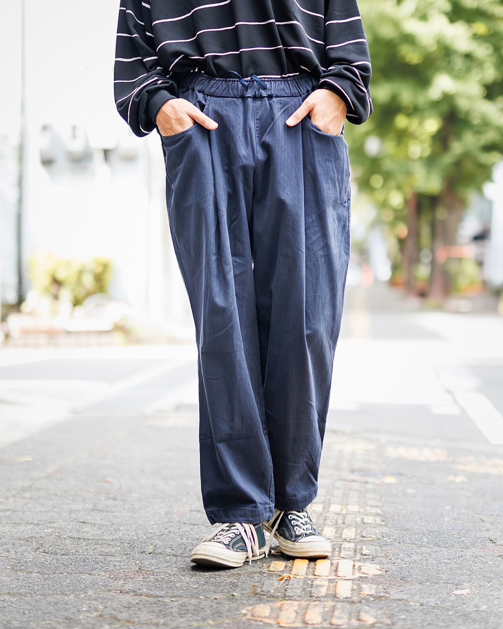 Stripes For Creative - S.F.C 24FW エスエフシー WIDE TAPERED EASY PANTS(SFCFW24P03)Navy  | mark