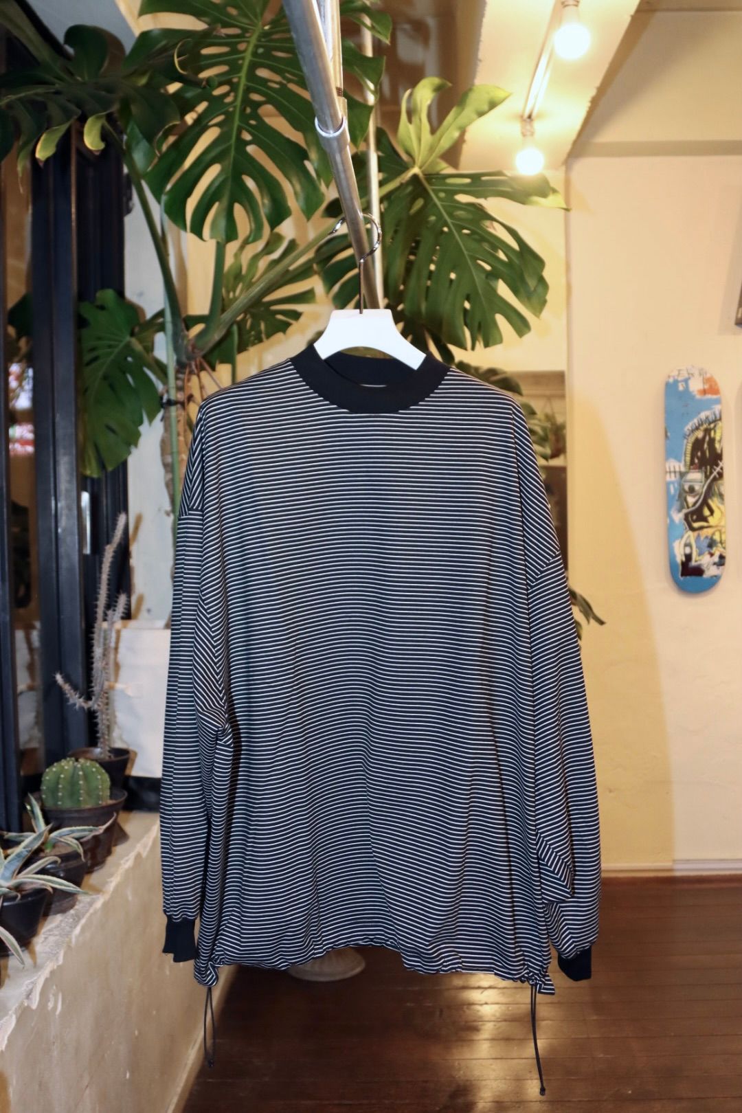 イズネス23SSバルーンロングスリーブTシャツ BALLOON LONG SLEEVE  T-SHIRT(1004AWCS03-1)BLACK×WHITE BORDER☆2月9日発売！ - M(46)