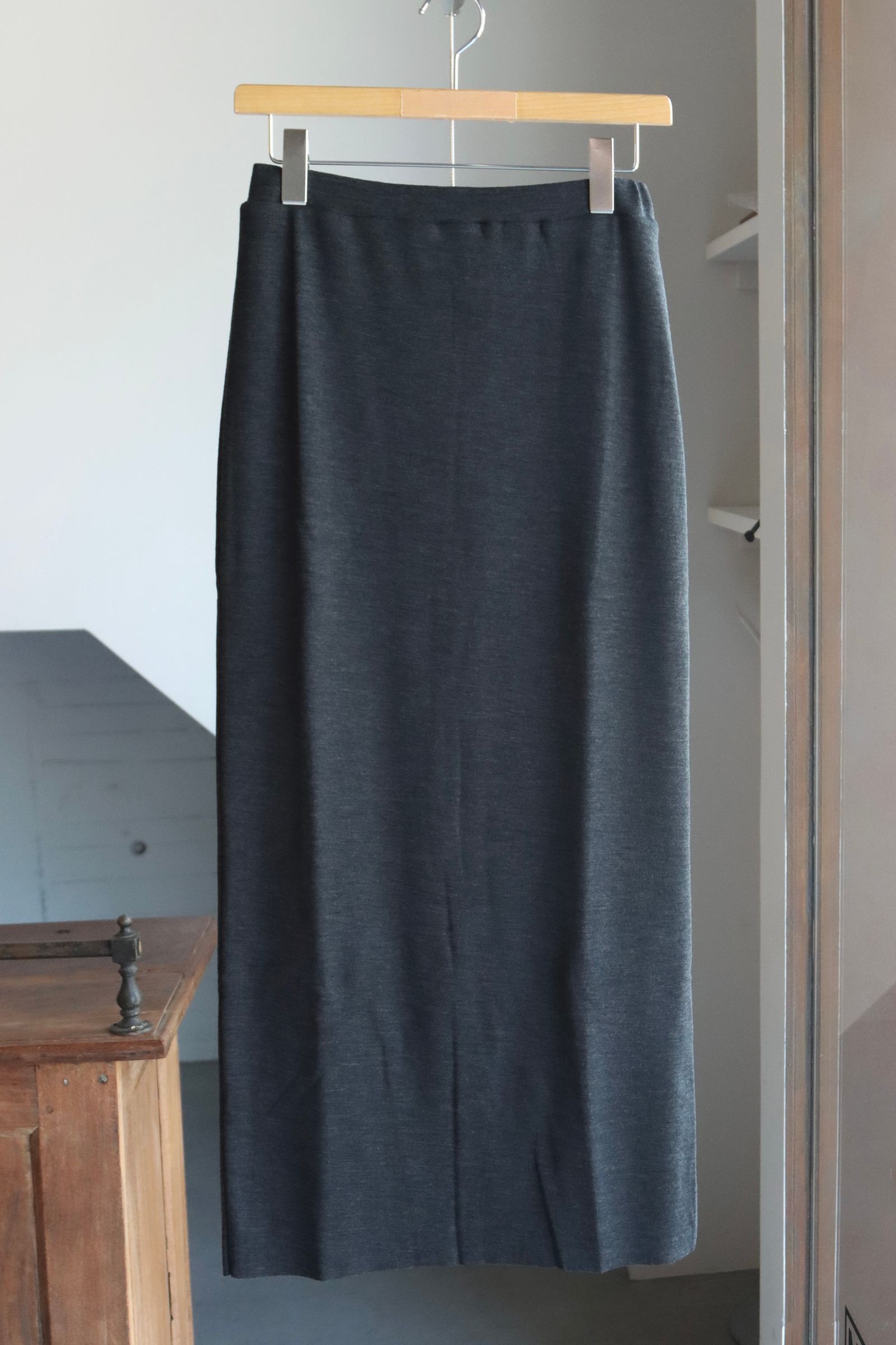 blurhms Women's 25FW Wool Rib Skirt(BHSW25F4)HeatherCharcoal
