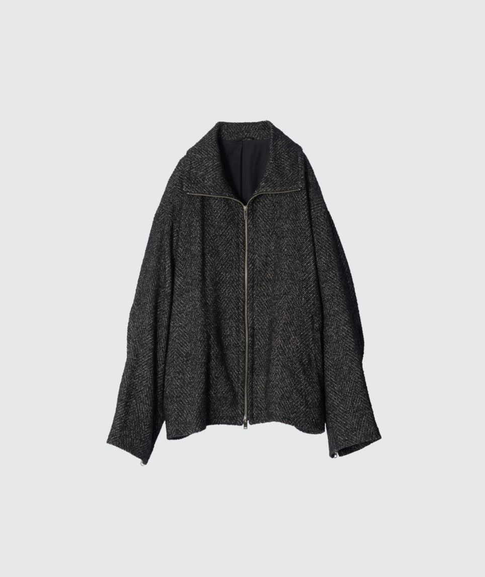 ヨーク24FW TWEED STAND COLLAR ZIP BLOUSON (YK24FW0727B)BLACK