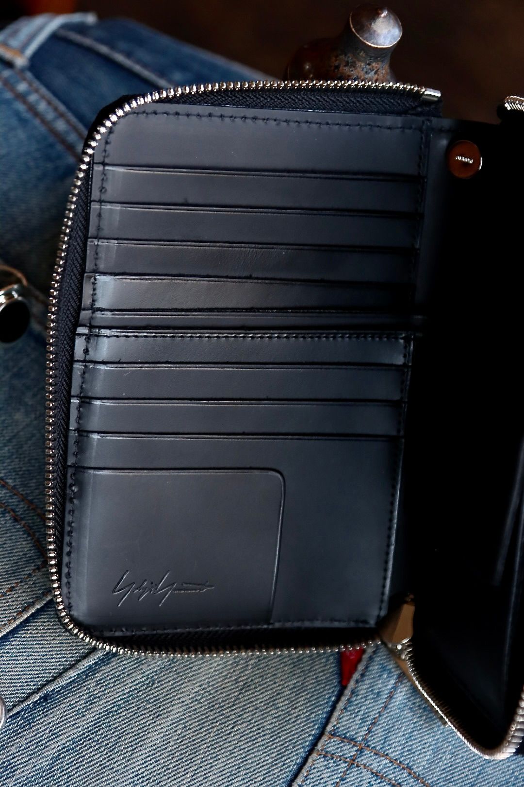 ヨウジヤマモト24SS THICK NATURAL FASTENER WALLET S(HS-A01-763-1)BLACK
