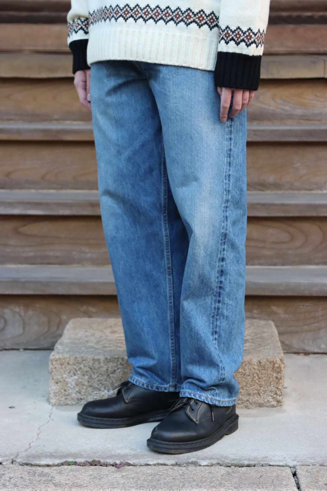 JUNYA WATANABE COMME des GARCONS MAN ウールジャガードニット求心柄"WHITE"style