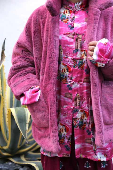 doublet HAND-PAINTED FUR JACKET"PINK"style.2020.10.16.