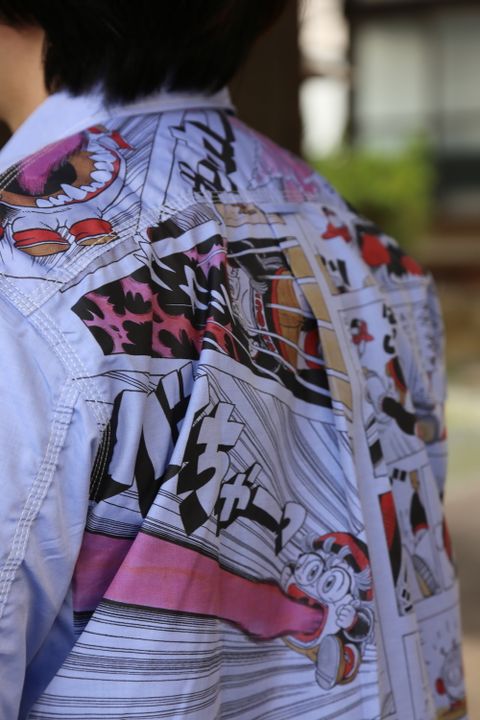 JUNYA WATANABE CDG MAN Dr.スランプアラレちゃん綿シャンブレーツイルプリント半袖シャツ style.2021.3.7.