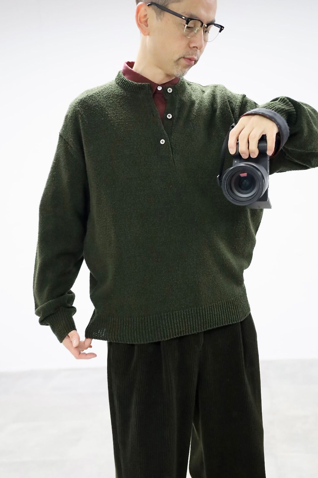アプレッセ 2026 STYLE1 Washed Silk Nep Henry Neck Sweater(26SAP-03-08)OLIVE☆1月10日(土)発売！