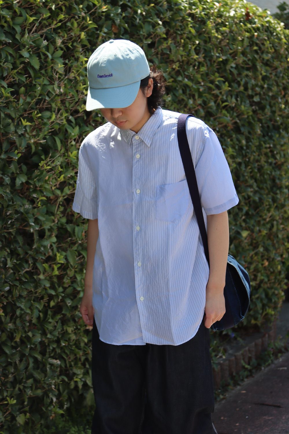 COMME des GARCONS HOMME キュプラストライプMIX S/Sシャツ(HI