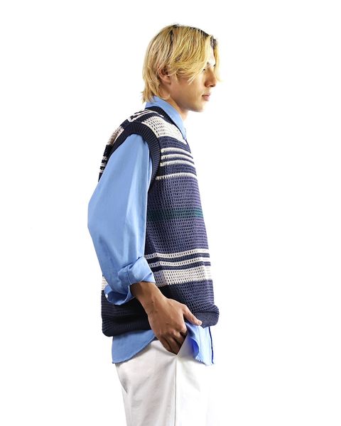 ヨーク 24SS BORDER MESH KNIT SKIPPER POLO SHIRT style 2024.5.24