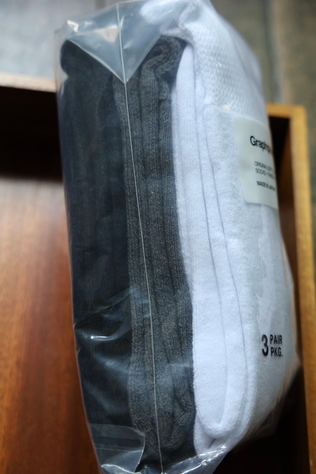 グラフペーパー 3パックソックス Graphpaper 3-Pack Socks (MONOTONE)