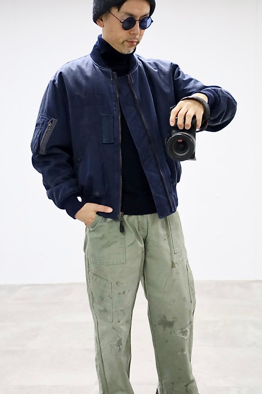 アプレッセ 2025 STYLE2 Vintage Silk Flight Jacket(25AAP-01-26)NAVY☆10月25日(土)発売!