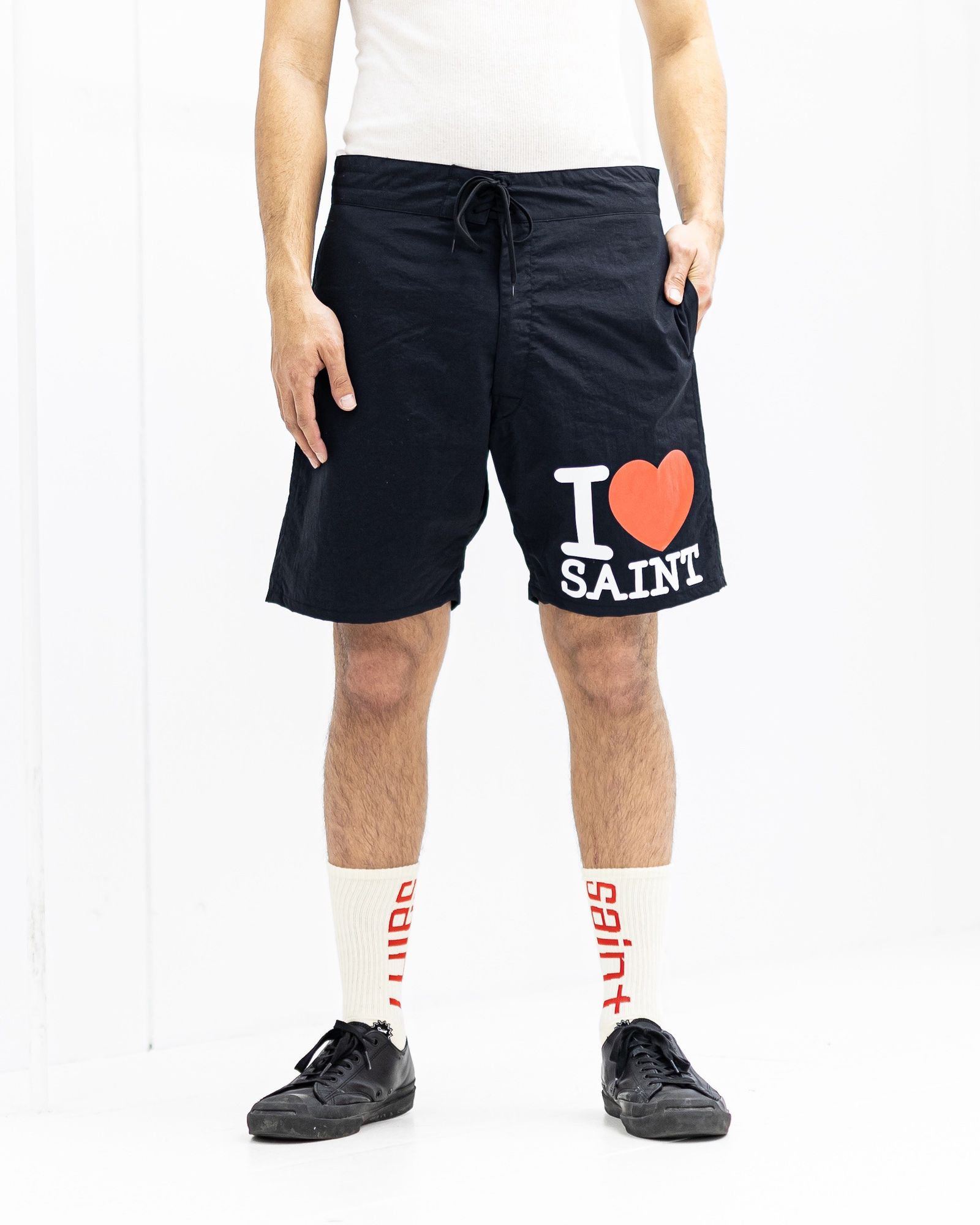 セントマイケル 26SS I LOVE SAINT_NYLON SHORTS(SM-MK8-0000-071)BLACK