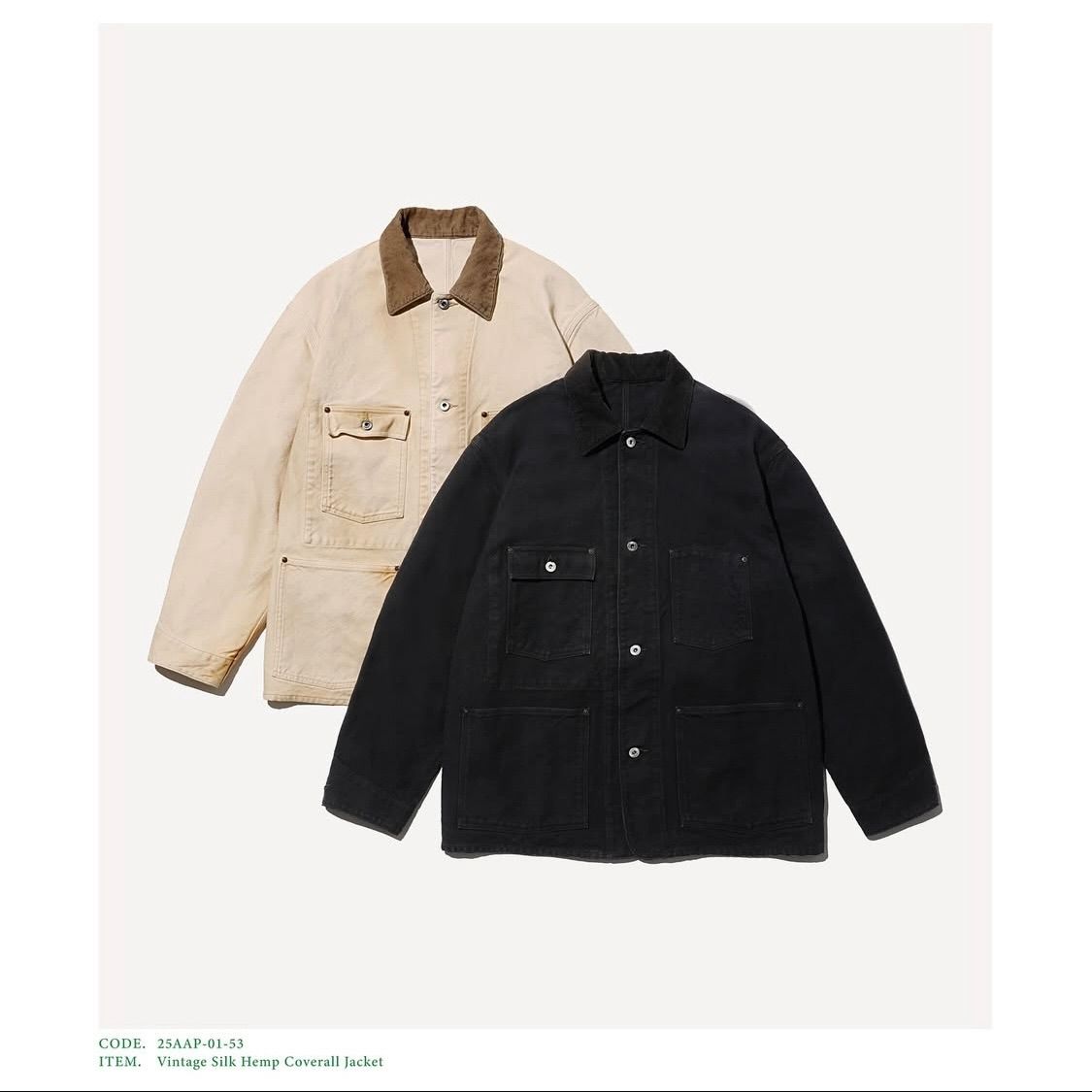 A.PRESSE 2025 STYLE2 Vintage Silk Hemp Coverall Jacket