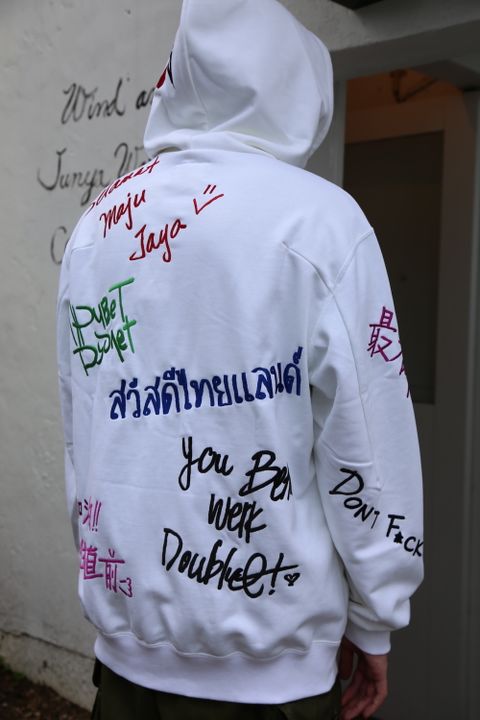 doublet MESSAGE EMBROIDERY HOODIE"WHITE"style.2020.9.12