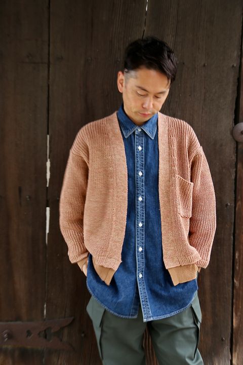 YOKE 5G CONNECTING RIB CARDIGAN"BEIGE MIX"style.2021.3.7.