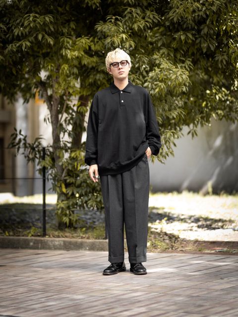 Graphpaper AZUMA Terry Pullover Polo Sweat (BLACK) MARKスタイル！