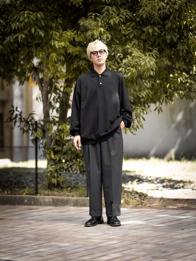 Graphpaper AZUMA Terry Pullover Polo Sweat (BLACK) MARKスタイル！