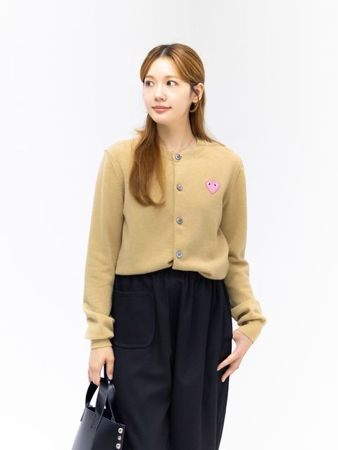 PLAY COMME des GARCONS ROUND NECK CARDIGAN PINK EMBLEM style.2026.9.22