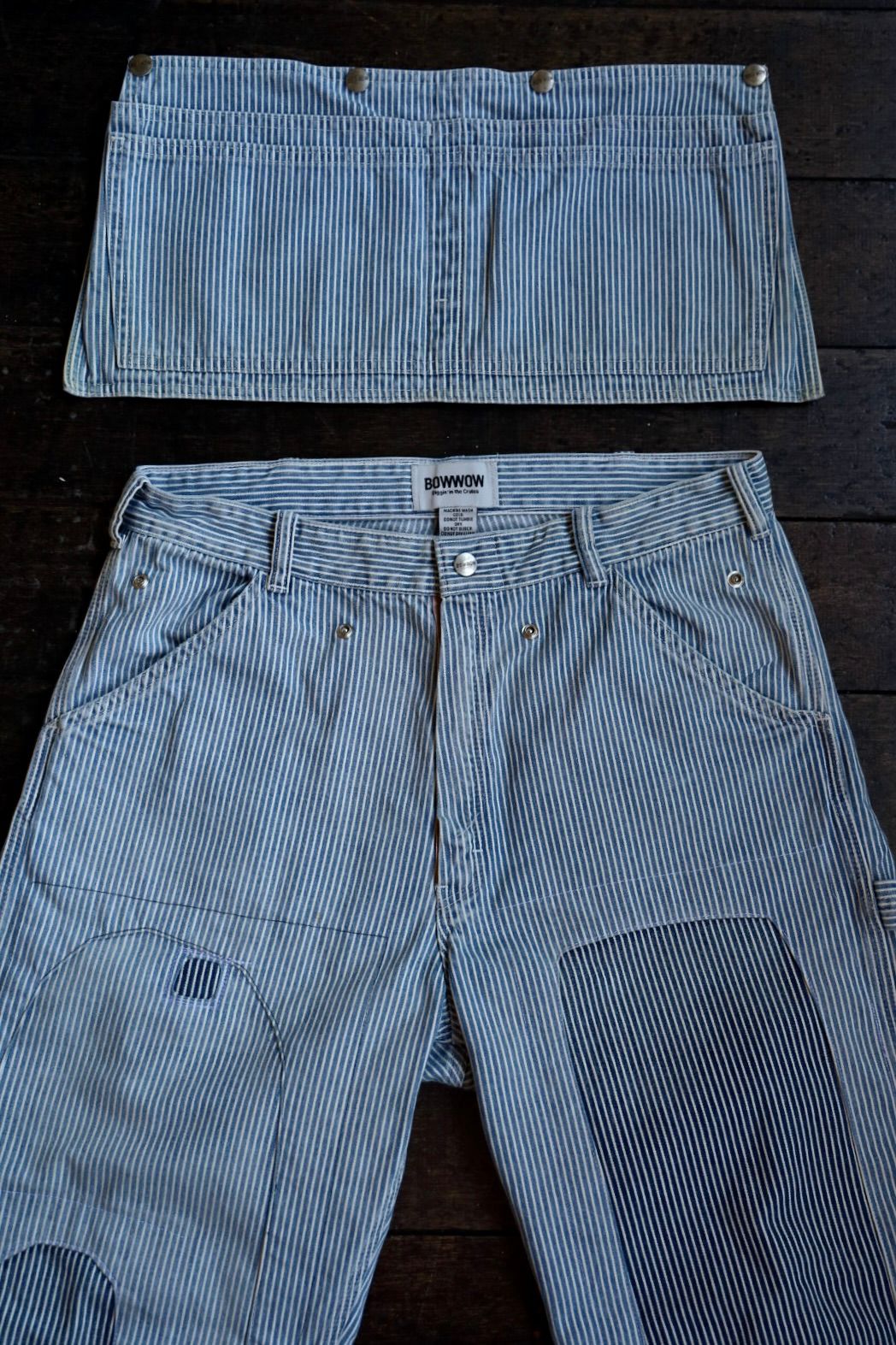 BOW WOW バウワウ HICKORY PAINTER PANTS with SEPARATE APRON(BW251-HPPA)HICKORY STRIPE AGING