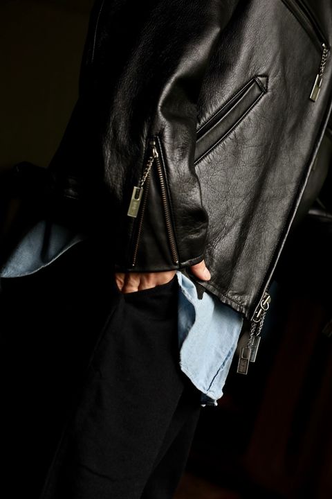 Yohji Yamamoto COW/DRUM LEATHER CUT OFF BLOUSONスタイル
