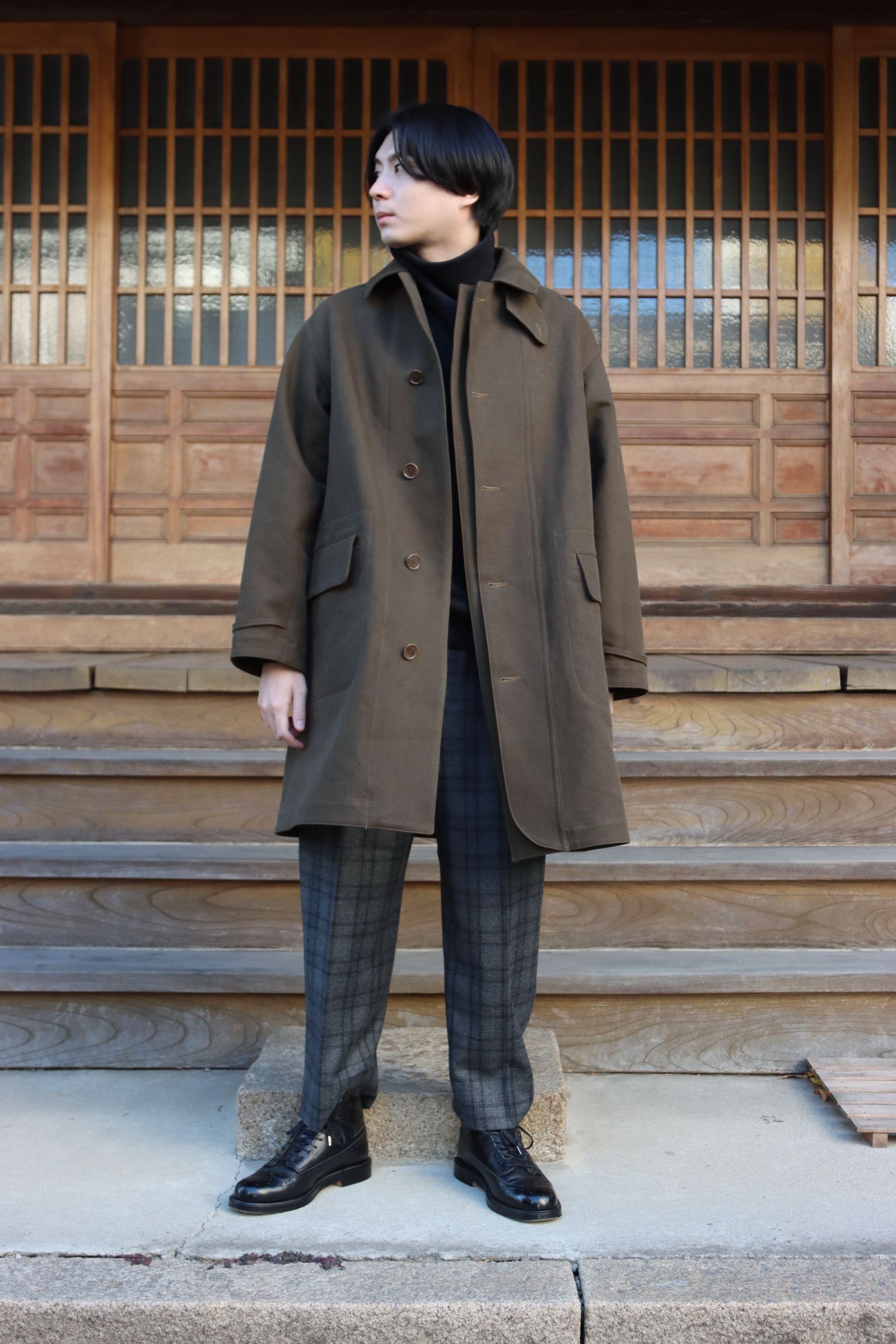 a.presse Motorcycle Half Coat OLIVE 3-