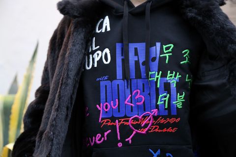 doublet HAND-PAINTED FUR JACKET"BLACK"style.2020.10.16.