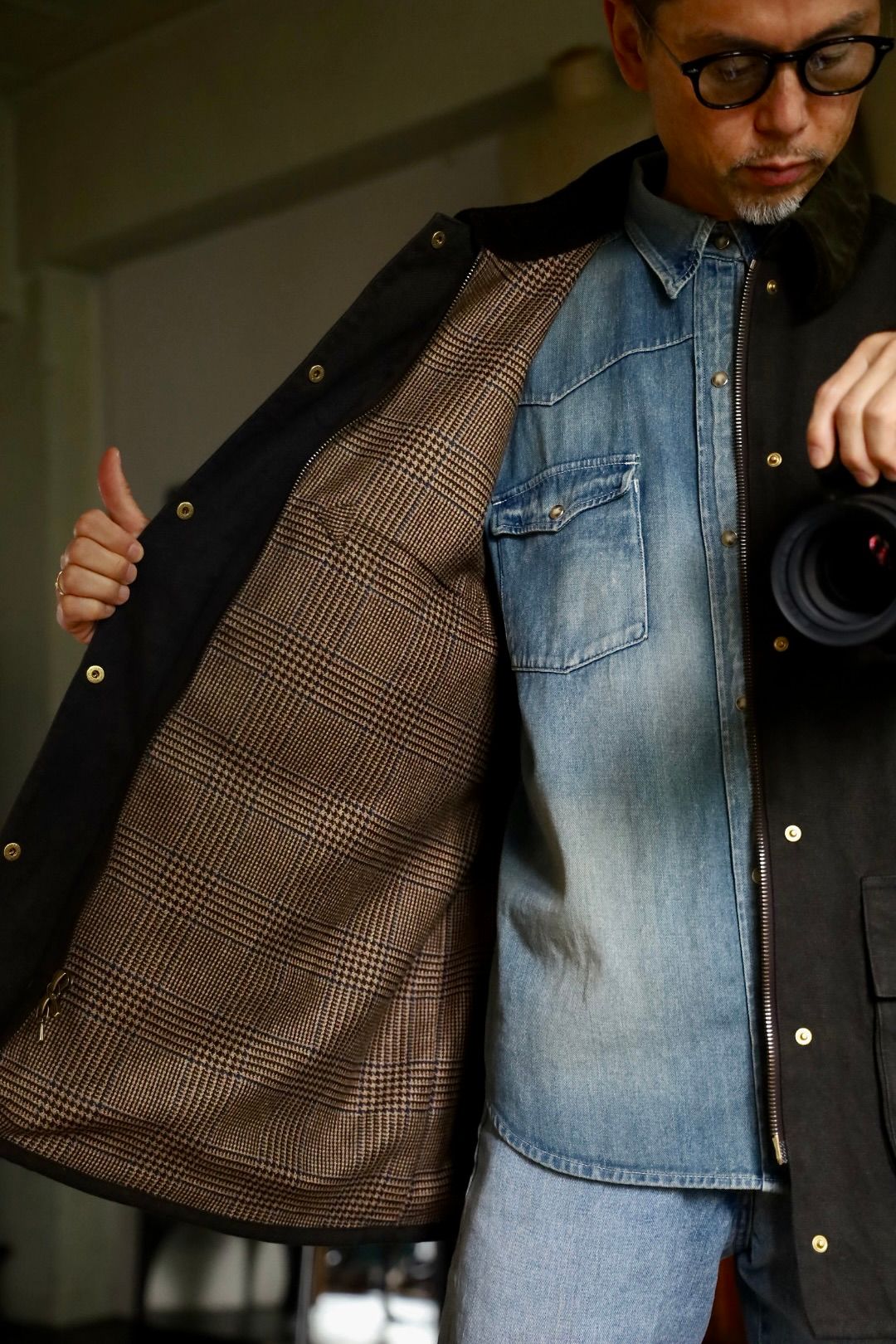A.PRESSE 2026 STYLE2 Vintage Silk Hemp Riding Oiled Jacketスタイル