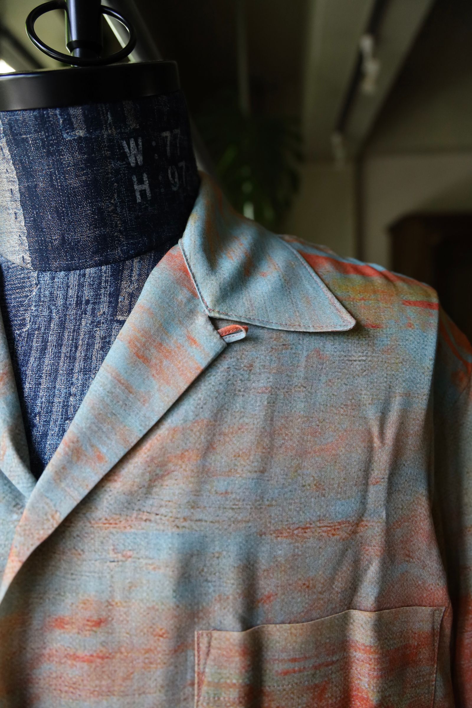 ヨーク24SS LANDSCAPE PRINTED OPEN COLLAR SHIRT(YK24SS0710SH) ORANGE