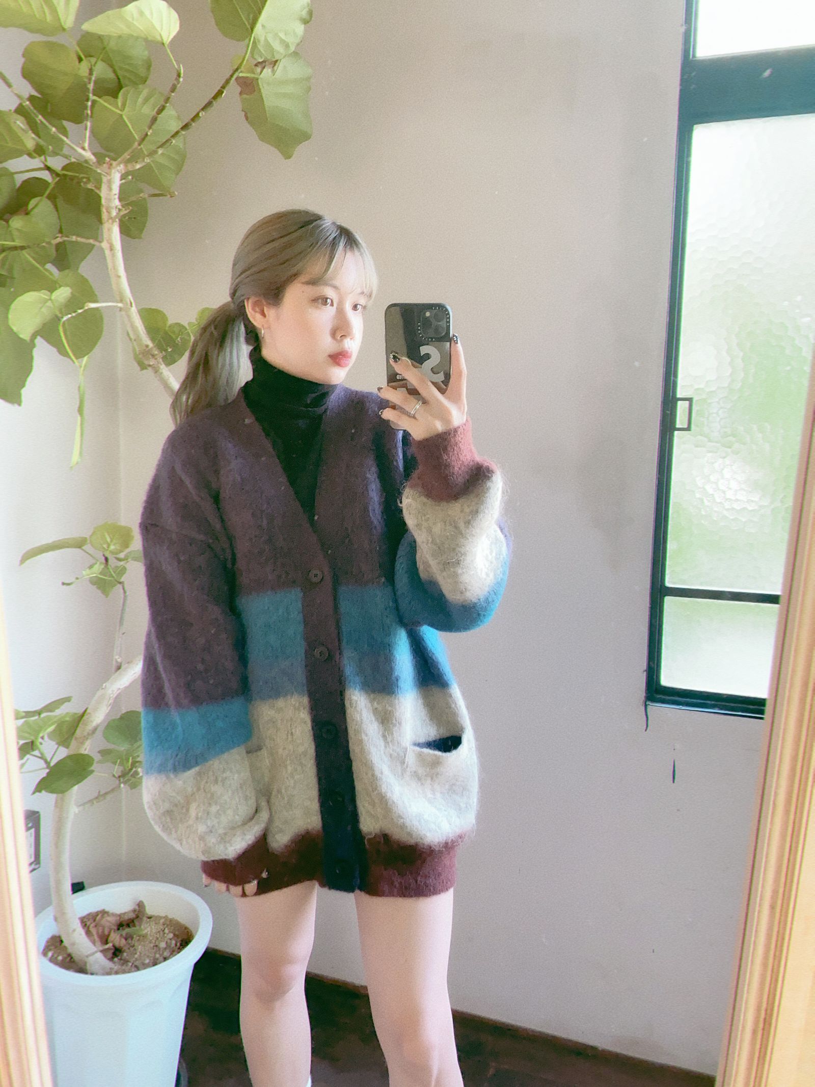 YOKE - ヨーク23AW MOHAIR BORDER CARDIGAN(YK23FW0571S)PURPLE