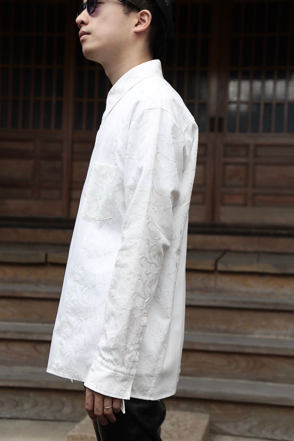sulvam OX left embro shirt"WHITE"style.2020.7.21.