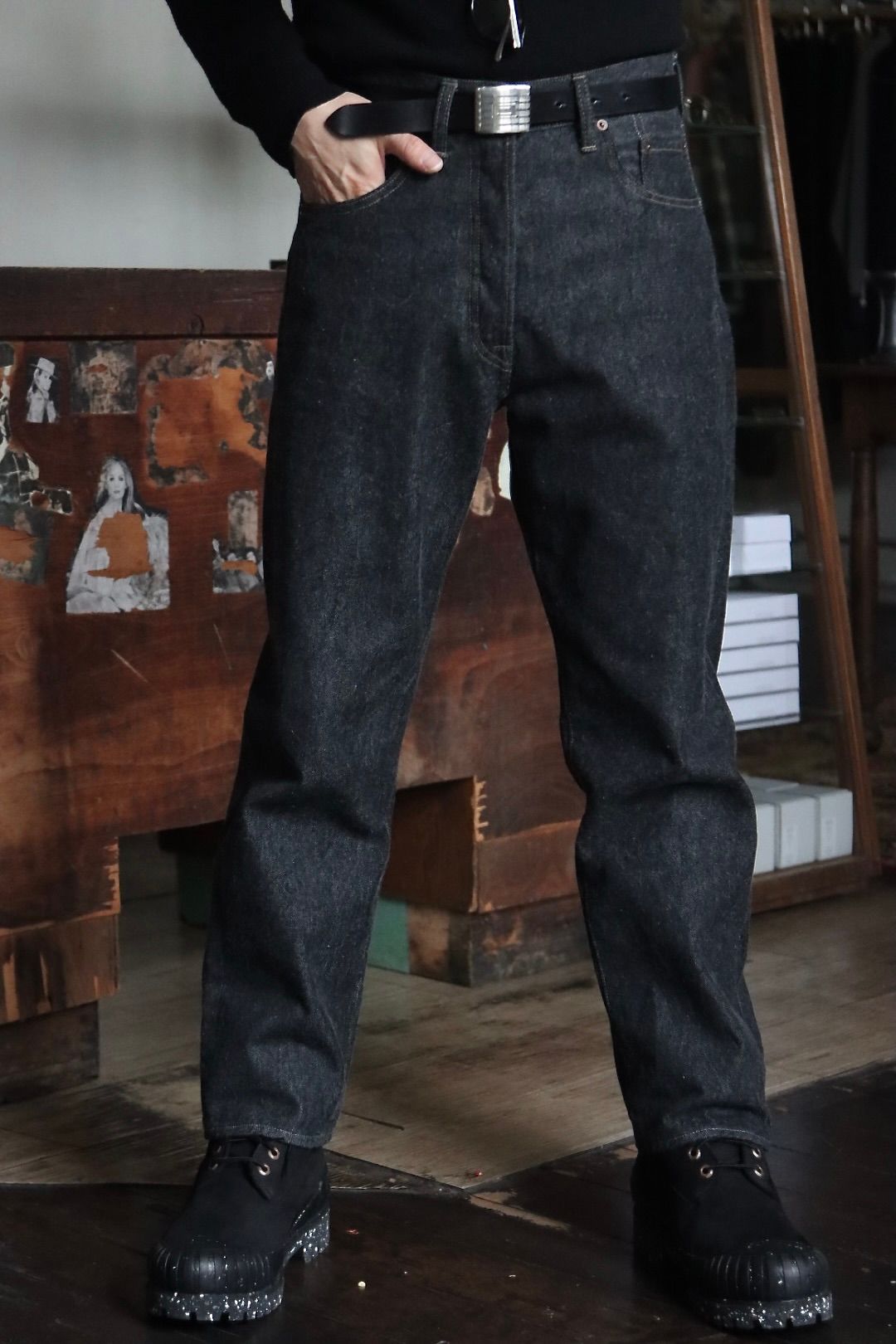 アプレッセ24SS Black Washed Denim Pants(24SAP-04-25H)BLACK