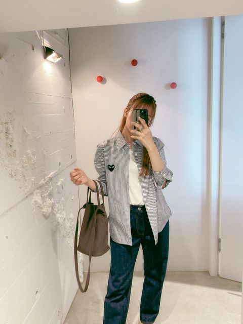 PLAY COMME des GARCONS(プレイコムデギャルソン) ストライプシャツ style.2024.5.18