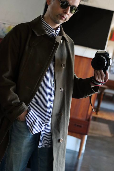A.PRESSE Motorcycle Half Coat"OLIVE"style.