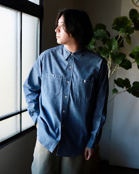A.PRESSE Rigid Chambray Shirt style.2023.2.10