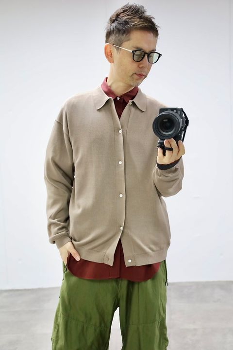 Graphpaper グラフペーパー26SS Suvin High Gauge Knit Oversized L/S Shirts"TAUPE"スタイル