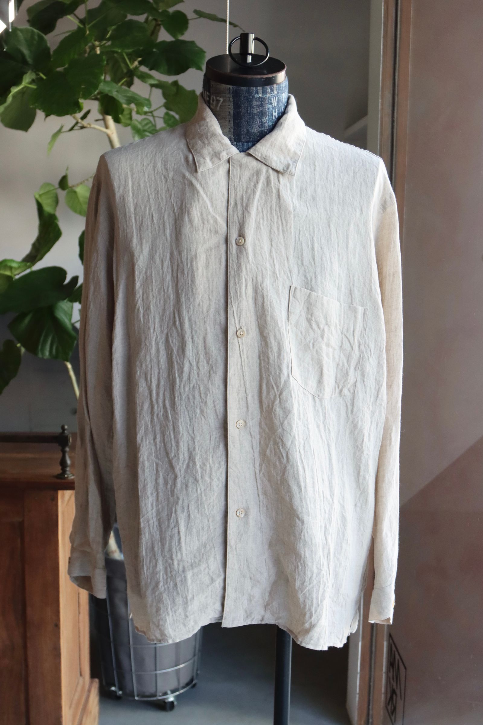 blurhms 25FW Linen Open-collar Shirt L/S(BHS25F020)natural